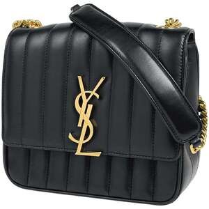 Yves Saint Laurent Viki Chain Shoulder Bag, Crossbody Leather, Black, 532612,...